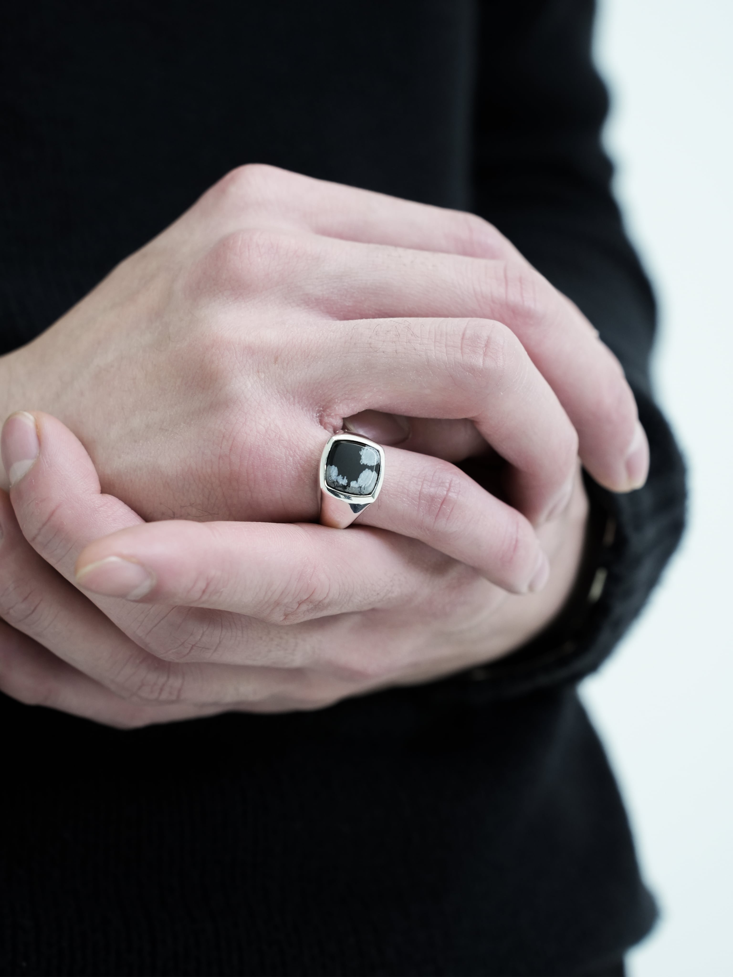 Snowflake stone ring【受注品】