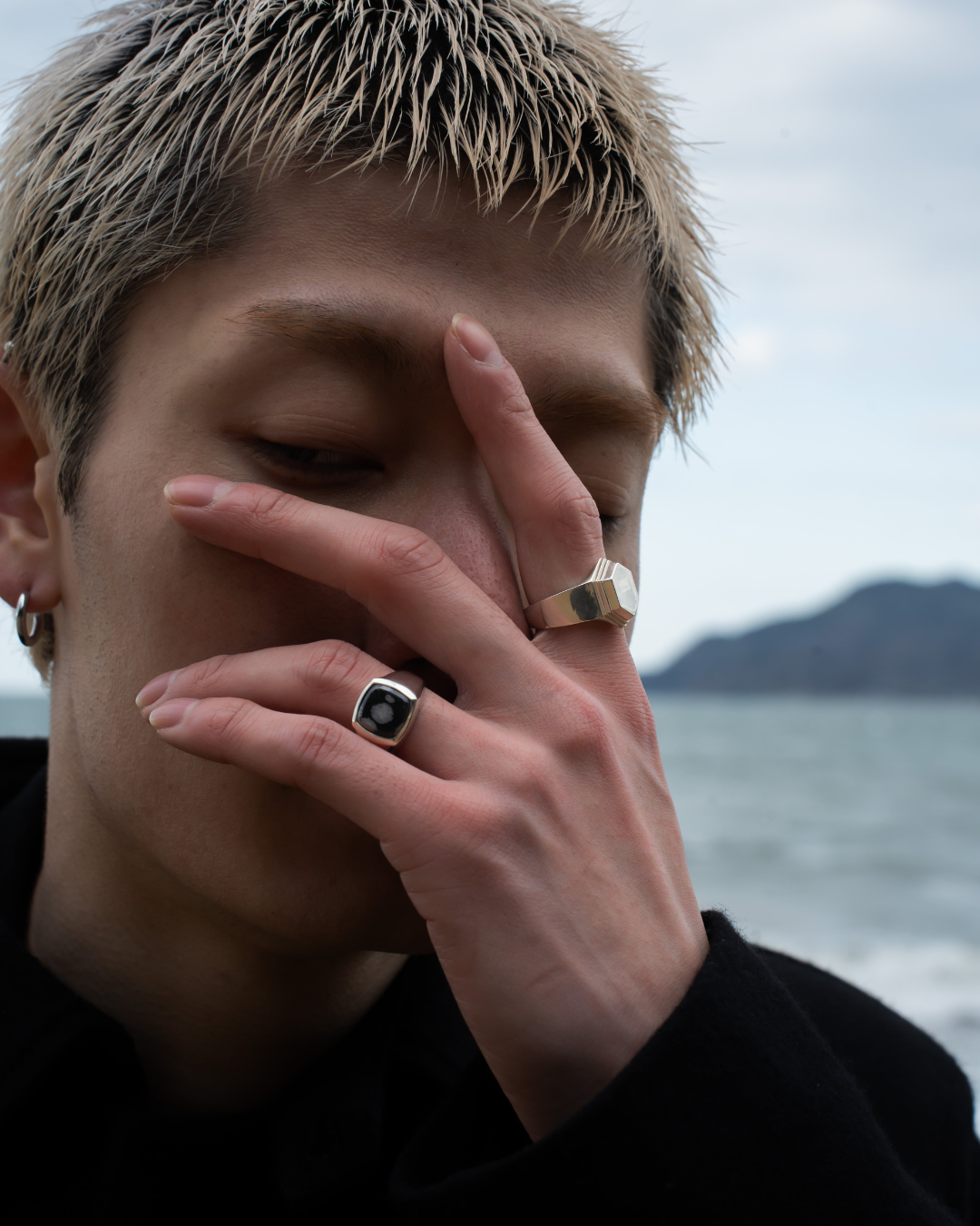 Snowflake stone ring【受注品】