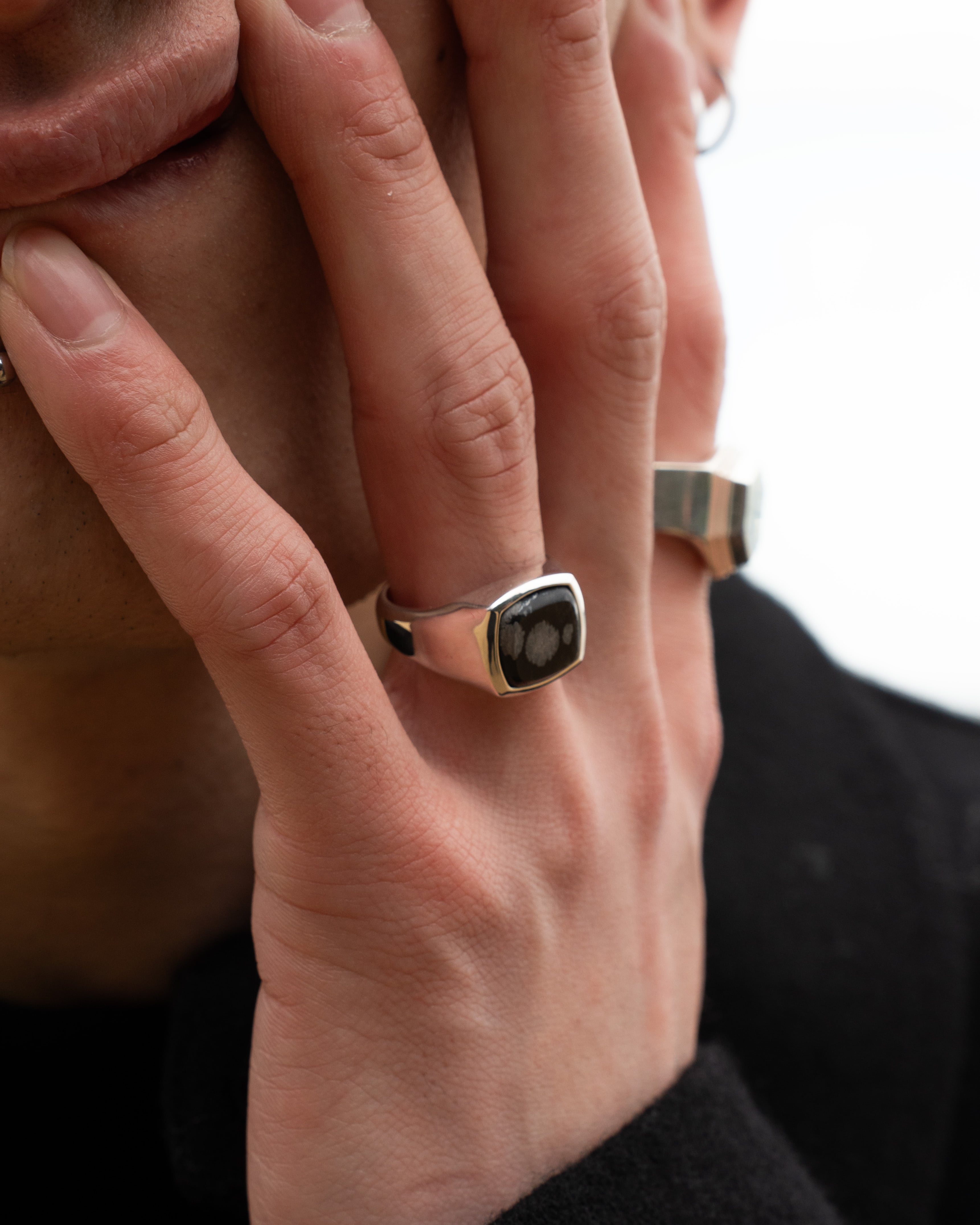 Snowflake stone ring【受注品】